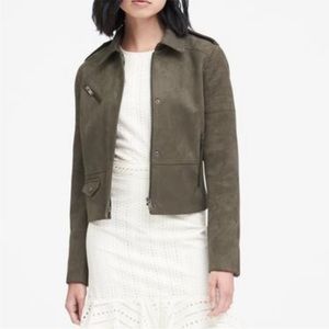 Banana Republic Faux Suede Vegan Moto Jacket size Medium NWOT